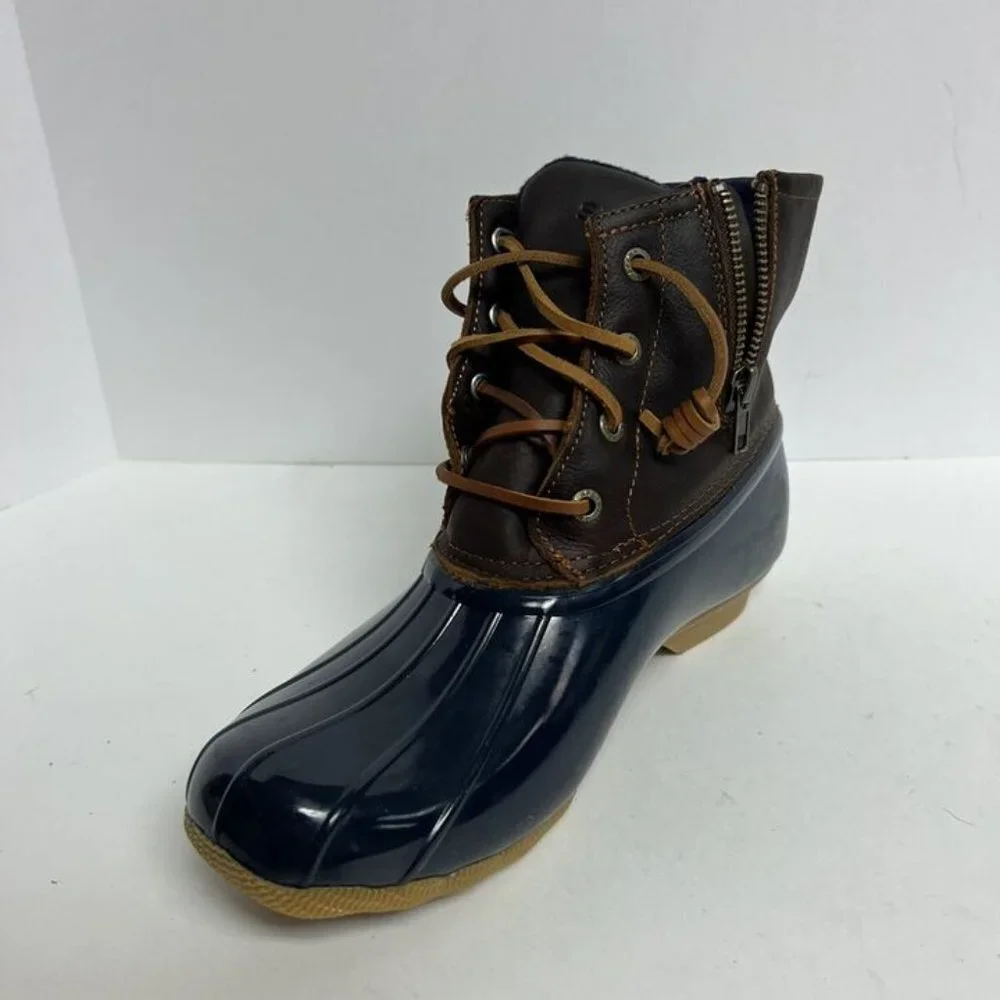 Sperry Womens Saltwater Boot Tan/Navy Size 8 M